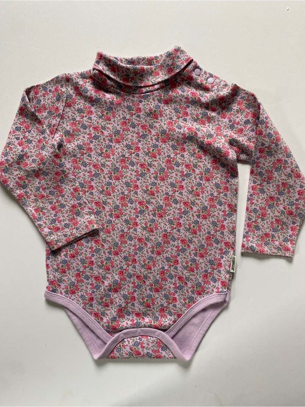 Vintage Oshkosh B'gosh Shirt Size 24 Months Turtleneck 90’s Pink Floral girls
